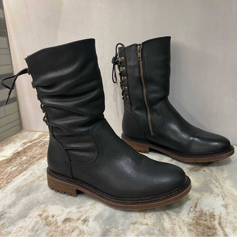 Söfft Leanna Waterproof Black Leather Moto Boots 8 MW